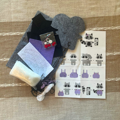 Felt Raccoon Kit - Mom & Baby